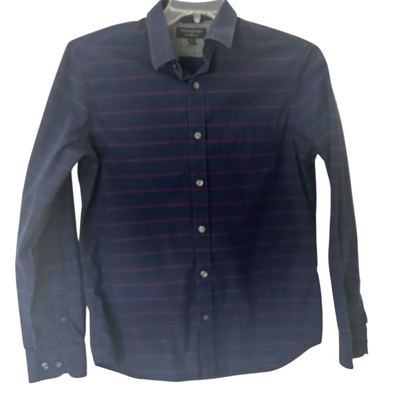 Banana Republic Casual Button-Down Shirt Navy Blue Red Stripe Men's size Small - Picture 1 of 10